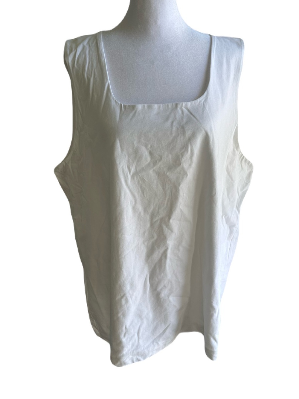 CHICOS Contour Cotton Square Neck Tank in Optic White, Like New